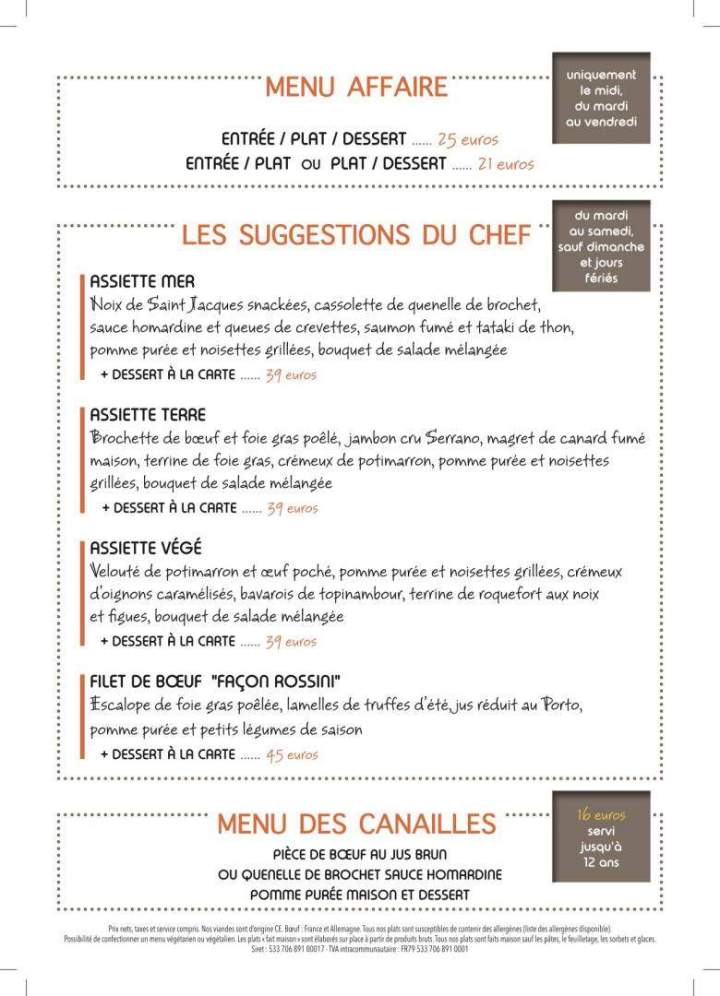 Menu spécial Beaujolais