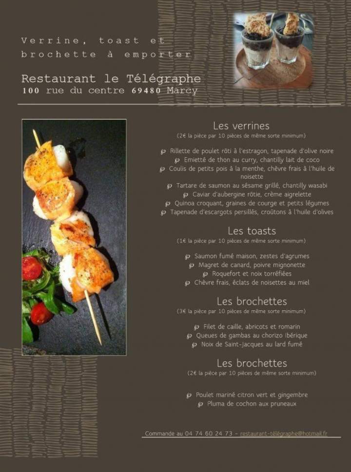 Carte des menus Beaujolais